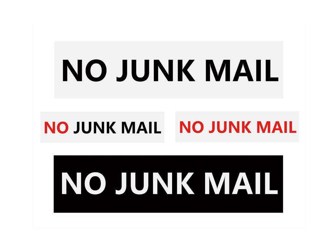 SINMAO No Junk Mail Sign-Adhesive Aluminium Metal Label-For Front Door Small Letter Box-No Cold Callers Junk Mail Sign Sticker 15×5cm