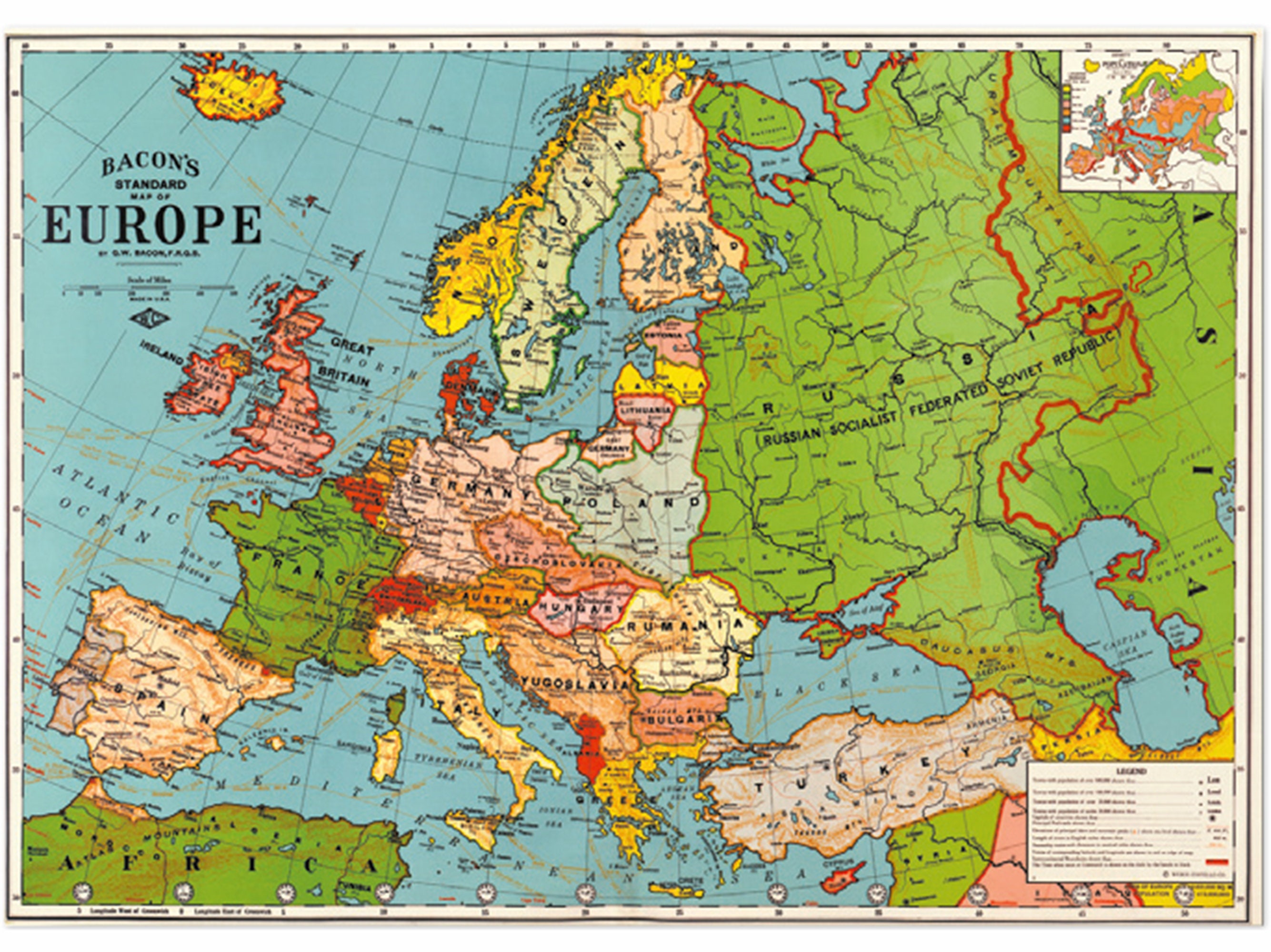 Europe Map Ebay Europe Map Vintage Poster With Magnetic Wooden Hanger Combo Horizontal ...