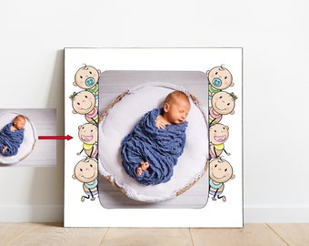 Personalized Baby Photo Frame, Custom Newborn Keepsake, Photo Frame, New Mom Gift, Customised, Baby Gift Idea First Birthday.