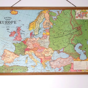 Europe Map Vintage Poster With Magnetic Wooden Hanger Combo Horizontal Chart