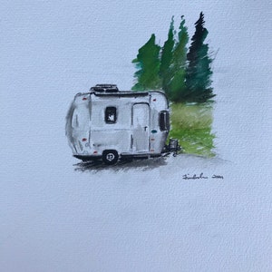 Retro Airstream original watercolor