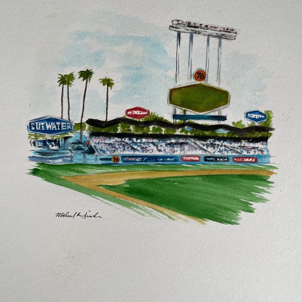 Dodger Stadium original watercolor
