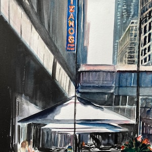 Scena di Chicago acquerello originale