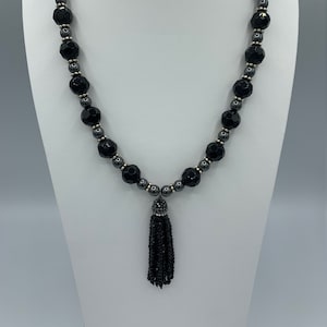 Crystal Tassel STATEMENT Necklace from the Ebony Collection
