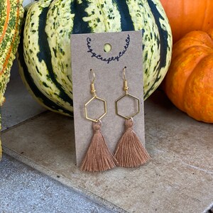Hexagon Dangle Fringe Earrings