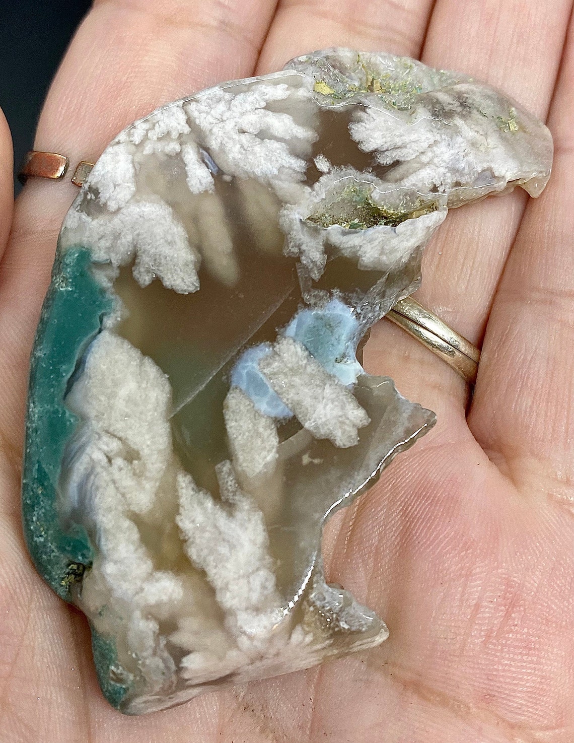 Raw Green Flower Agate Slice 2 Natural High Quality Green Etsy