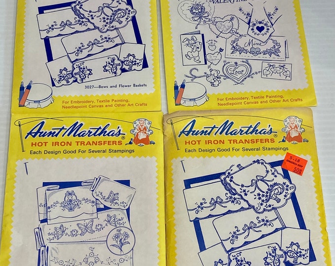 Lot of 4 Vintage Aunt Marthas Embroidery Transfer Patterns - Etsy