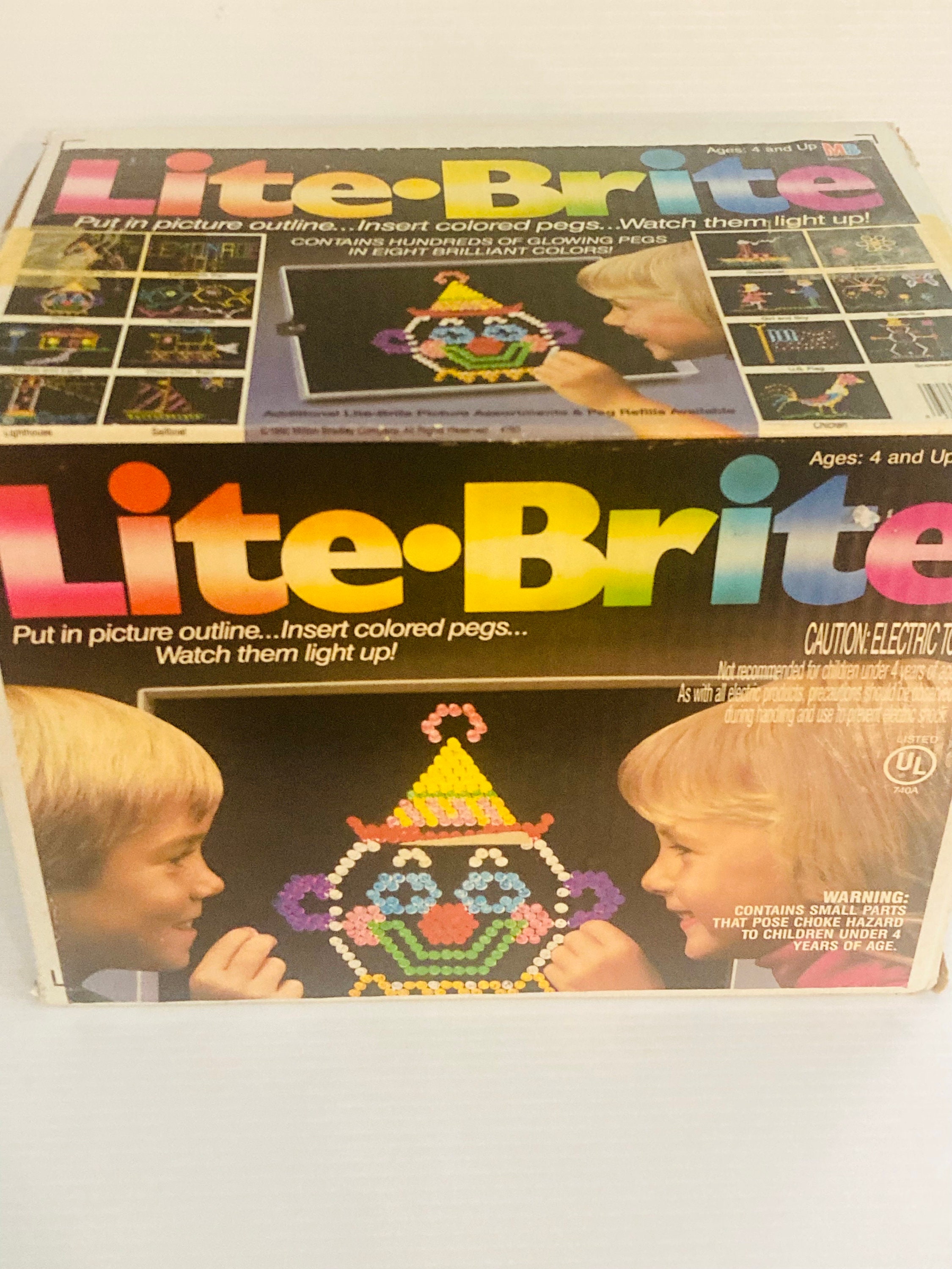 Vintage Lite Brite Toy Milton Bradley With Blank Refill Sheets and Pegs  1986 80s 1980s 
