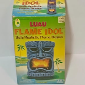 Vintage Tiki Luau Flame Idol Statue Light Decoration
