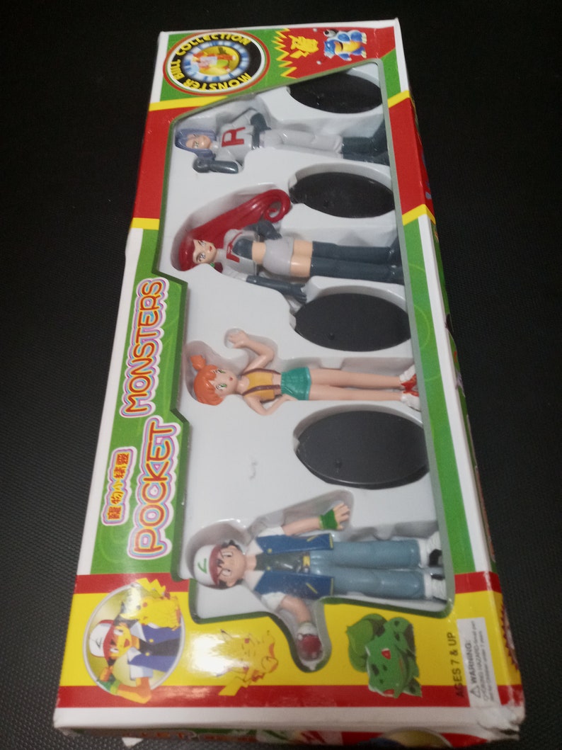 Misty Vintage Japanese Pok\u00e9mon Action Figure Set Ash Jesse James wBases-New!