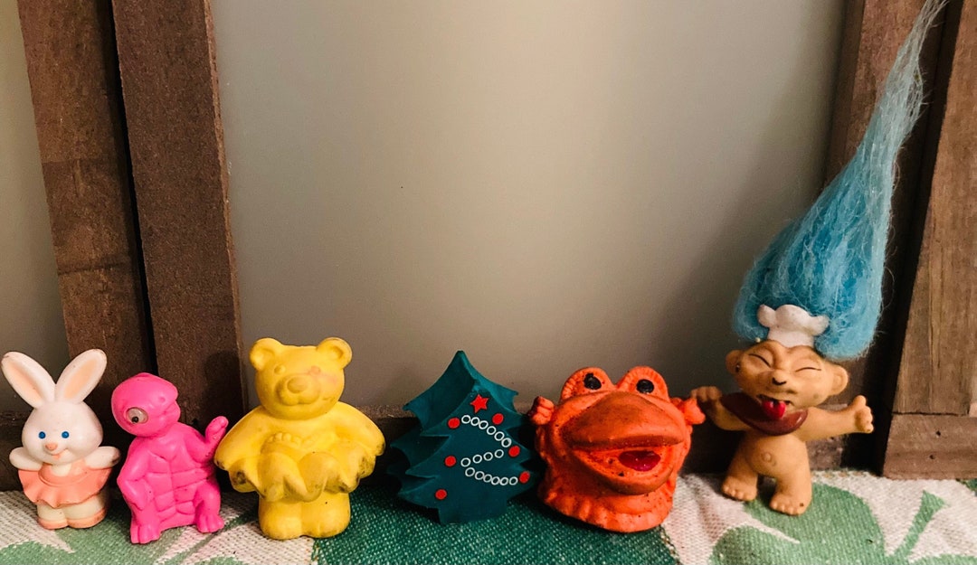 Set of 6 Vintage Soft Rubber Eraser Pencil Toppers Variety Lot Etsy