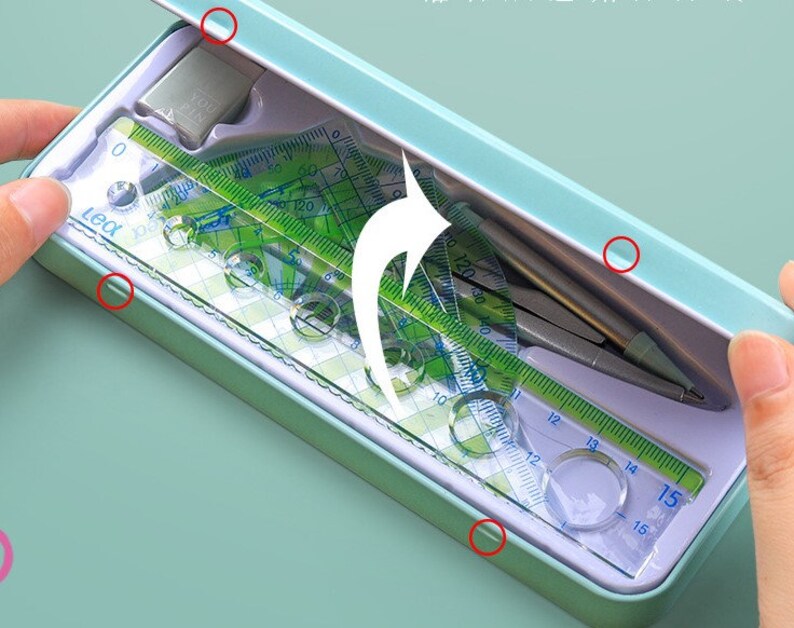 Compass Box 15cm Rule 2 Squares Rapporteur and Gum Etsy