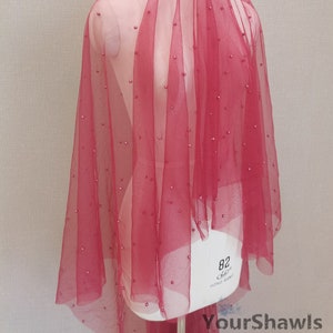 Cathedral Wedding Beaded Veil Single Layer Red Pearl Veil White Ivory Champagne Bridal Beaded Veil 1 layer Purple Draping Veil