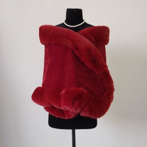 Wine Red Wedding Wrap Black Ivory Faux fur Bridal Shawls Thickened Wedding Shawl Plush Party Shawl Scarf Wedding Jacket Cape Shrug Bolero
