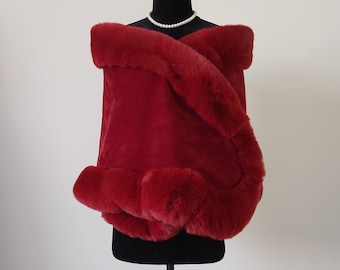 Wine Red Wedding Wrap Black Ivory Faux fur Bridal Shawls Thickened Wedding Shawl Plush Party Shawl Scarf Wedding Jacket Cape Shrug Bolero