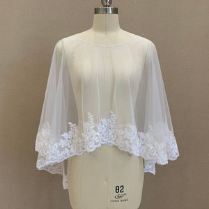 Scialle da sposa in pizzo bianco o avorio da donna, scialle da sposa estivo in pizzo, scialle da sera da donna, accessori da sposa
