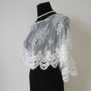 Scialle da sposa Scialle da sposa da donna Top in pizzo Abbigliamento estivo da donna Accessori da sposa Scialle da sera da donna Bianco Avorio