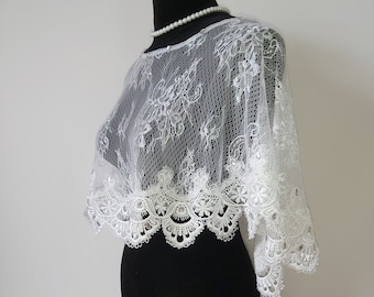 Wedding Shawl Women Bridal Shawl Lace Tops Summer Women's Clothing Wedding Accessories Ladies Evening Shawl White Ivory