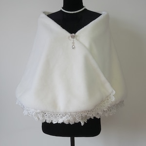 Faux Fur Wedding Wrap Bridal Shawl Winter Women Shawls Cape Jacket Wraps Party Shrug Wedding Cover Up Lace Shawl Bride Shawl