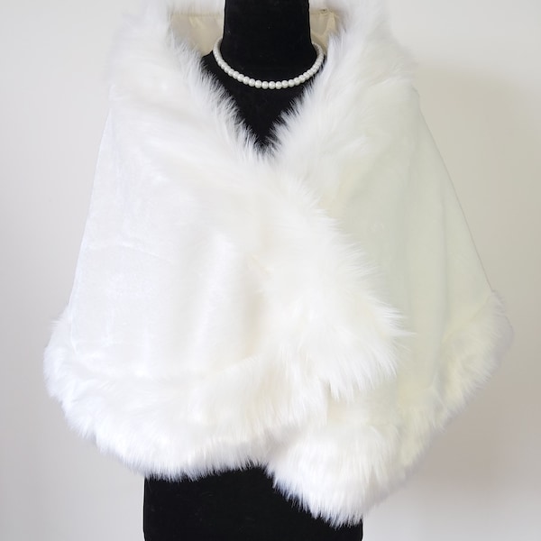 Ivory or White Faux Fur Bridal Wedding Shawl Jacket Cape Wrap Winter Party Wedding Shawls Wraps Shrug Bolero Women