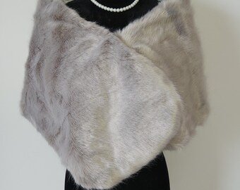 Chal de boda para novia, chal de piel sintética gris para mujer, chal de hombros, estola, capa de novia, bolero de piel sintética, accesorios de boda, chales de fiesta