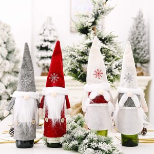 Gnome wine topper, gnome wine bottle holder,  Christmas wine gifts, holiday wine bag