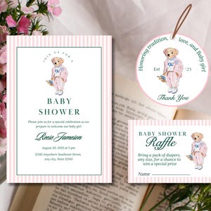 Polo Lauren inspired custom Bear Baby Shower Invitation Set