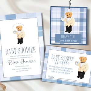 Polo Lauren inspired ralph the Bear custom Baby Shower Invitation Bundle