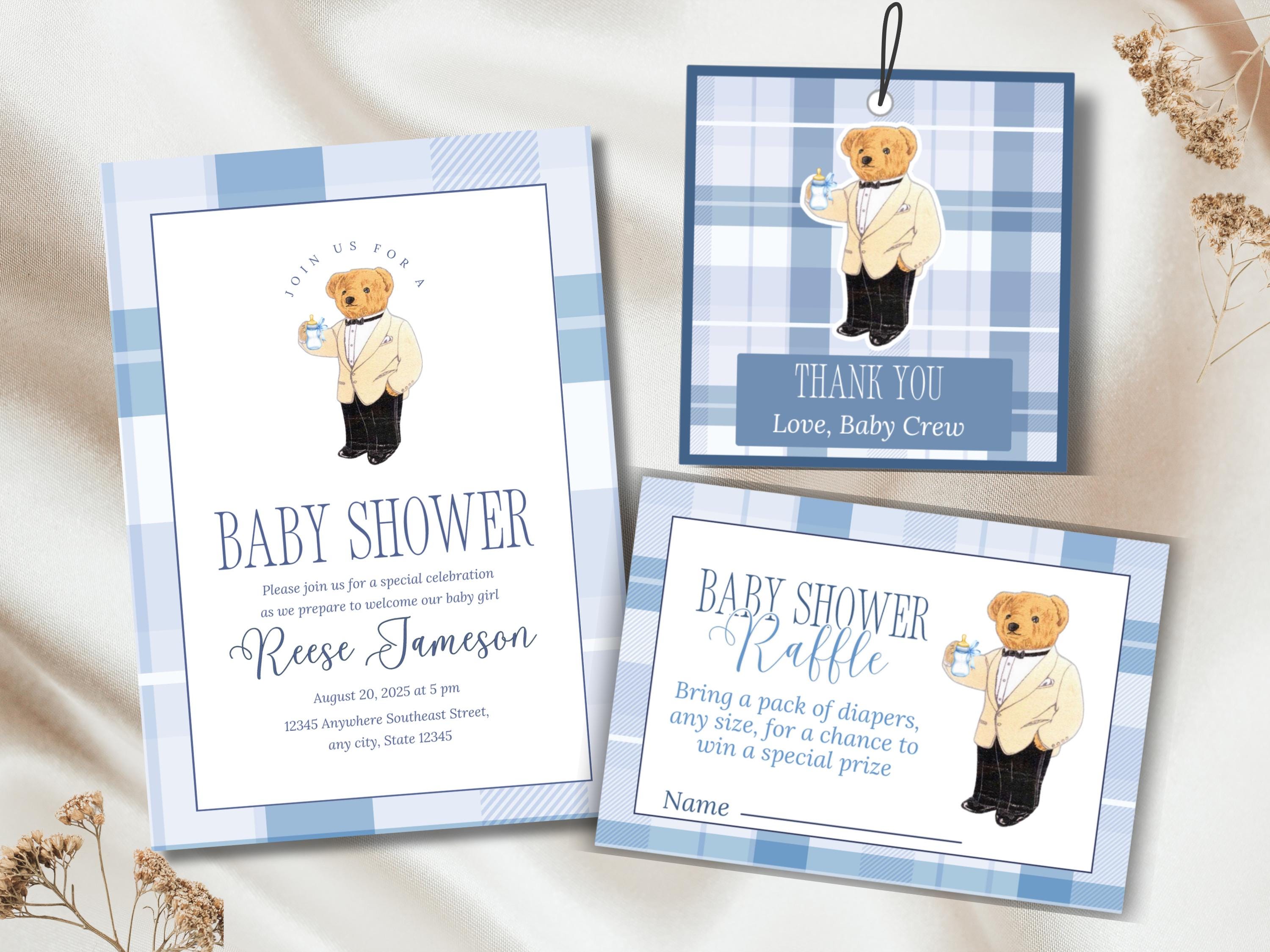 Polo Lauren inspired ralph the Bear custom Baby Shower Invitation Bundle
