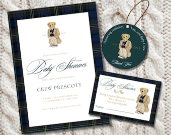 Polo Bear inspired custom Baby Shower Invitation Set