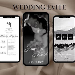Wedding Video Invitation | Save the Date | Editable Canva Template with Video Photo & QR Code