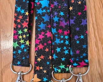 Sparkly Rainbow Star Lanyard Keychain
