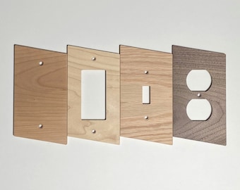 Plaque de protection moderne en bois pour interrupteur de prise murale