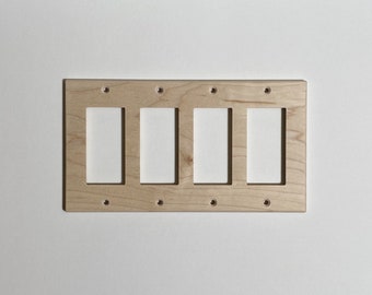 Wood Light Switch Cover Plate/Quadruple Rocker