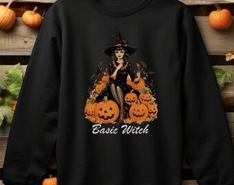Basic Witch Sweatshirt,Witches,Halloween Shirt,Fall sweatshirt, Autumn Sweatshirt,Vintage Halloween,Vintage Witch Sweatshirt,Funny Halloween