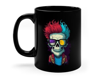 Wild Skeleton Pop Art Design Coffee Mug, Halloween Coffee Mug, Pop Art Mug, Skeleton Mug, Pop Art Skeleton Coffee Mug
