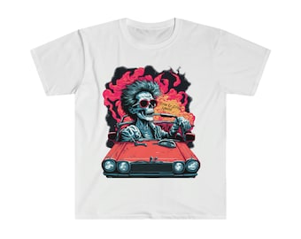 Fear And Loathing on Route 666, Skeleton Driving Car Tee, Creepy Road Trip Shirt, Halloween Shirt, Shirts for Men, Shirts for Women
