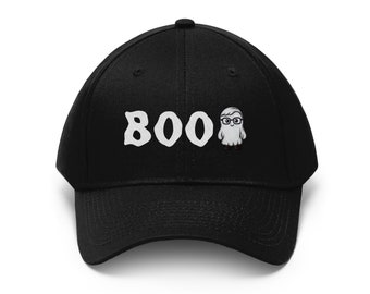 BOO Hipster Ghost Halloween Cap, Ghost Cap Dad Cap, Halloween Costumes Embroidered Hat