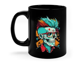 Stylish Skeleton Pop Art Design Coffee Mug, Halloween Coffee Mug, Pop Art Mug, Skeleton Coffee Mug, Pop Art Skeleton Mug