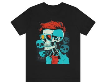 Stylish Hipster Skeleton Pop Art Design T-Shirt, Halloween t-shirt, unisex shirt, Pop Art Tee, Skeleton Shirt, Pop Art Skeleton Unisex shirt