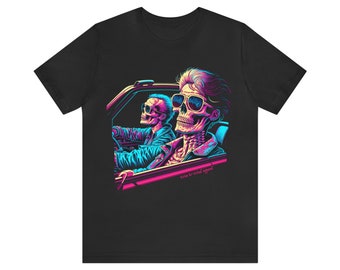 80s Retro Road Trip Skeleton Driving Convertible, Skeleton Driving Car, Gifts for Car Lovers, Halloween Shirt, Creepy Road Trip
