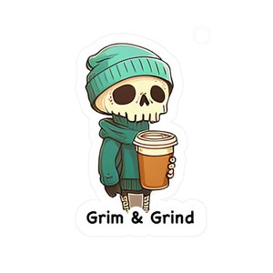 Carino Hipster Skeleton Bere caffè - Grim & Grind MILO Sticker