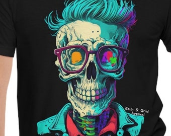 Hipster Skeleton Pop Art Design T-Shirt, Halloween t-shirt, unisex shirt, Pop Art Tee, Skeleton Shirt, Pop Art Skeleton Unisex shirt