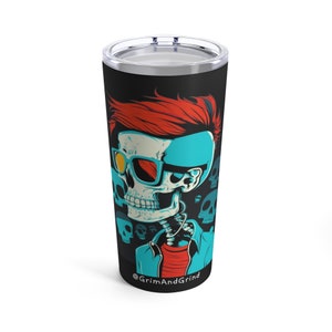Stylish Hipster Skeleton Pop Art Design Coffee Tumbler,  Halloween Tumbler, Pop Art Tumbler, Skeleton Cup, Pop Art Skeleton Hot Cold Tumbler