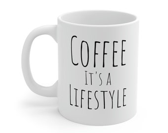 Coffee It's a Lifestyle Coffee Mug, hipster ghost drinking coffee Mug, funny ghost mustache Mug, hipster halloween Mug
