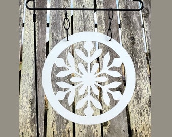 Snowflake Metal Garden Flag, Snowflake Garden Flag, Winter Garden Flag, Metal Garden Flag, Snow Garden Flag, Metal Yard Art, Outdoor Sign