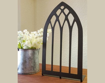 Cathedral Window, Metal Cathedral Window, Metal Arch, Farmhouse Window, Cottage Arch Window, Table Decor, Metal Table Decor, Living Room