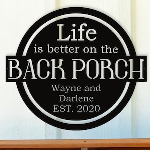 Outdoor Porch Sign, Custom Porch Sign, Outdoor Family Name Sign, Patio Wall Decor, Backyard Decor, Family Name Gift, Name Sign Metal