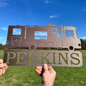 Custom RV Metal Sign, Motor Home Camper Sign, Campsite Sign, RV Campground Sign, Family Name Camper Sign, Gift for Campers, Camping Gift