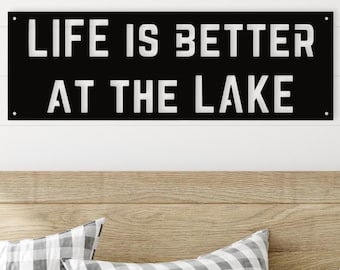 Lake House Metal Sign: Rustic Cabin Wall Decor